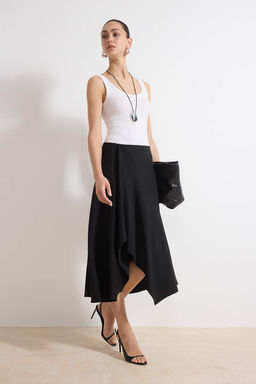 Siyah Skater Normal Bel Maxi Interlok Orme Etek TWOSS26ET00022 - Trendyolmilla фото 2