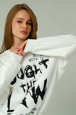 Арт. 15134 Свитшот женский оверсайз 46-52 (4 шт) Цвет:молочный - Калинка фото 8