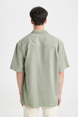 Хлопковая рубашка с короткими рукавами и воротником-поло Relax Fit - Defacto фото 7