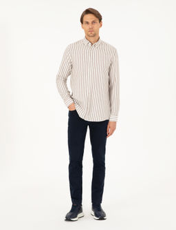 Kahverengi Regular Fit _izgili Uzun Kollu G_mlek - Pierre cardin фото 4
