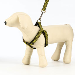 Комплект амуниции рельефный, поводок 120 х 2 см, ОГ 44-50 см, жёлто-чёрный - Пижон фото 3