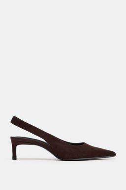 SUEDE KITTEN HEEL SLINGBACK SHOES - Zara фото 12
