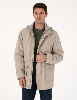 Bej Y_n Kar___ml_ Kap__onlu Flanel Ka_e Mont