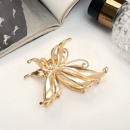 Цена за 2 шт. Крабик для волос «Анисия», бабочка, 6.5 см, золото