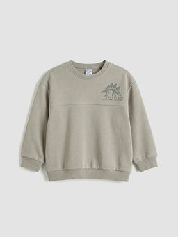 Bask?l? Erkek ?ocuk Sweatshirt ve Pantolon