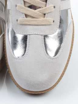 03-270-6C GREY/SILVER Кеды женские (натуральная кожа)