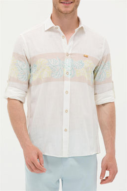 Рубашка мужская U.S. Polo Assn с длинным рукавом кремовая  фото 13