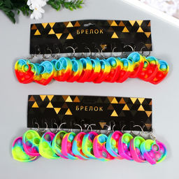 Цена за 12 шт. Брелок для ключей на кольце «Сердце разноцветное», антистресс (бесконечная пупырка), резина, 5×5.7×1.3 см, МИКС