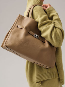 Кожаная сумка Deboro 31195 бежевый карандаш