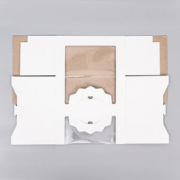 Цена за 5 шт. Коробка под торт 2 окна, с ручками, белая, 25×25×15 см