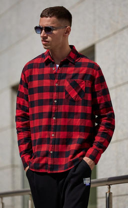 Рубашка фланель F121-0460 red-black - Fine joyce фото 2