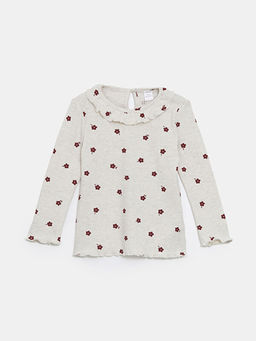 Bisiklet Yaka Uzun Kollu ?i?ekli K?z ?ocuk Bluz
