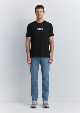 Hav Bask?l? Siyah Tisort - Mavi фото 2