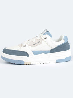 05-P232-5 WHITE/BLUE Кроссовки женские (натуральная замша, искусственная кожа)