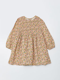 Bisiklet Yaka Uzun Kollu Bask?l? K?z Bebek Elbise Anne K?z Kombini