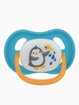 Соска - пустышка ортодонтическая «Пингвин», +6 мес., цвет голубой