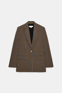 BLAZER OVERSIZE CUADRO VICHY / Beige-marro - Zara фото 7