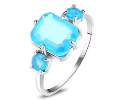 Кольцо, турмалин лазурный выращ., Арте