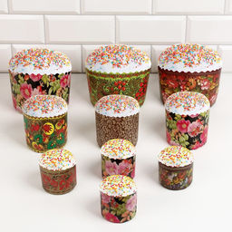 Формы для выпечки кулича бумажные Деко-про «Узоры», набор 9 видов по 1 штуке, одноразовые, разноцветные