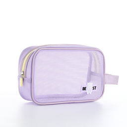 Косметичка на молнии сетчатая, с ручкой, Best, сиреневая