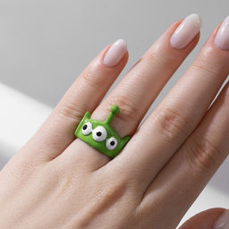 Кольцо «Монстрик», с антенной, зелёное, безразмерное