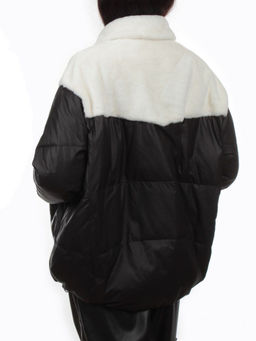H24-223 BLACK WHITE Куртка демисезонная женская (100 гр. холлофайбер)