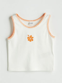 Bisiklet Yaka ?i?ekli K?z ?ocuk Atlet ve ?ort Etek