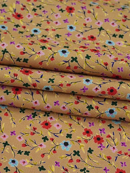 Штапель Премиум Цветочная мириада цв.темно-песочный, ш.1.45м, вискоза-100%, 120гр/м.кв - Купава фото 7
