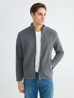 Dik Yaka Uzun Kollu Polar Erkek Fermuarl? Sweatshirt