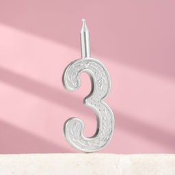 Цена за 2 шт. Свеча для торта «Серебряный узор», цифра 3