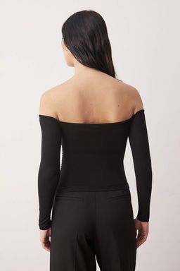 Siyah Fitted/Vucuda Oturan Aksesuar Detayl? Esnek Orme Bluz TWOAW26BZ00356 - Trendyolmilla фото 4