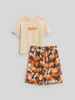 ACOOLA / Набор детский для мальчиков ((1)футболка и (2)шорты) Aswa бежевый  фото 3