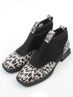 01-B44B-81H WHITE/LEOPARD Ботинки демисезонные женские (натуральная кожа, текстиль, байка) - Фабричный китай фото 3