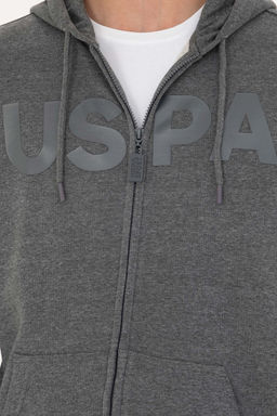 U. S. Polo Assn Мужской вязаный кардиган антрацитового меланжевого цвета с капюшоном - U.s. polo assn фото 21