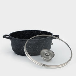 Кастрюля Доляна «Элит», 2 л, d=20 см, h=9 см, литые ручки, антипригарное покрытие, литой алюминий, чёрная