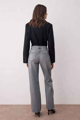 Gri Yuksek Bel Genis Paca Wide Leg Palazzo Jeans TWOAW26JE00066 - Trendyolmilla фото 4