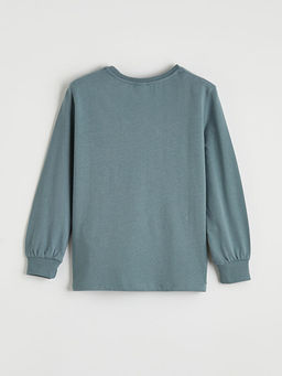 Bask?l? Bisiklet Yaka Erkek ?ocuk Pijama Tak?m?