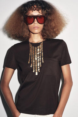 MERCERISED COTTON T-SHIRT - Zara фото 6