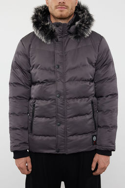 TRENDYOL MAN Gri Erkek Regular Fit Ici Polar Astarl? Ruzgara ve Suya Dayan?kl? K?sl?k Sisme Mont TMNAW23MO00009 - Trendyolmilla фото 3