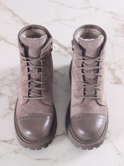 Ботинки 319.taskanaka.Тауп майами+капучино замша/шерсть