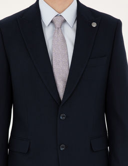 Lacivert Slim Fit _izgili Tak_m Elbise