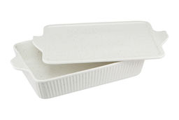 Форма для запекания, 33х23 см, с крышкой, фарфор P, прямоугольная, молочная, в крапинку, Speckle