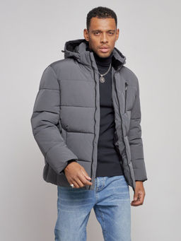 Куртка зимняя молодежная мужская с капюшоном темно-серого цвета 8320TC - Wonderrman фото 7