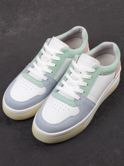 03-YG453-2 WHITE/GREEN/LT. BLUE/PINK Кроссовки женские (натуральная кожа) - Фабричный китай фото 5