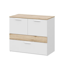 Комод с дверками и ящиком Геометрия 8, 862х450х749, Делано светлый/Белый