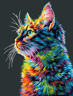 ФРЕЯ PNB/PMB-294 Набор для раскрашивания по номерам ( эффект черного холста ) 40 х 30 см Портрет котика