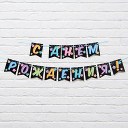 Цена за 2 шт. Гирлянда «С Днём Рождения», длина 215 см
