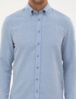 Mavi Slim Fit Dokulu Uzun Kollu G_mlek