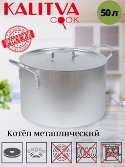 АЛ_ПОВАРСКАЯ Котел 50л. метал. ручки, метал. крышка, арт.17502 Калитва
