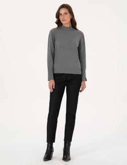 Siyah Mom High Waist Fit Jean Pantolon